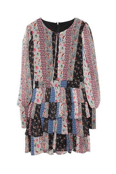 Quzu Rochie mini din tul cu flori neagră
