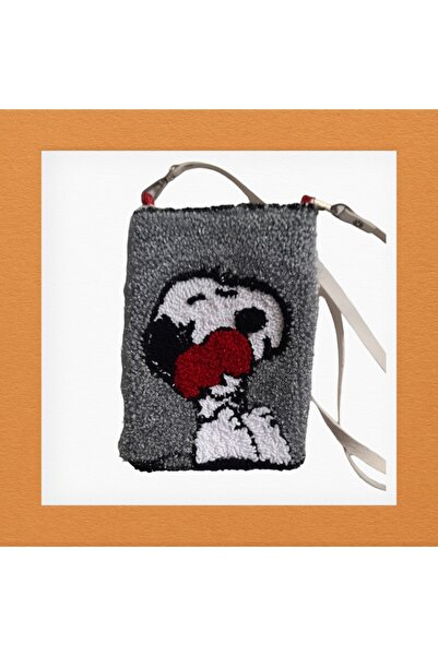 handedizayn Gri Snoopy Punch İşeme Telefon Omuz Çantası