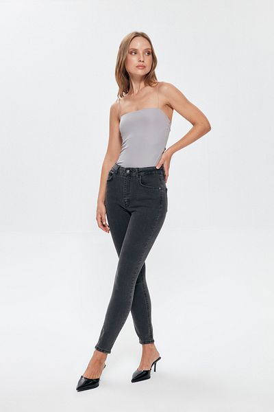 Quzu Ψηλόμεσο Skinny τζιν παντελόνι γκρι