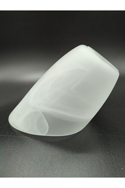 KUĞULU Avize Camı Yandan Kesik. Beyaz Renkli, Mermer Desenli.normal Ampule Gö...