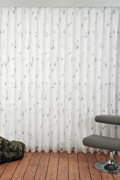 VANESSA PERDE Genuine Linen Printed Gramaged Linen Tulle Curtain - 1/2,5 Pleated Living Room Hall Crown