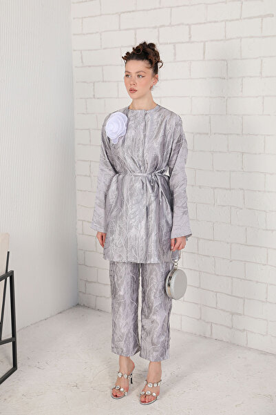 Melike Tatar SILVER Jacquard Suit 32-3034