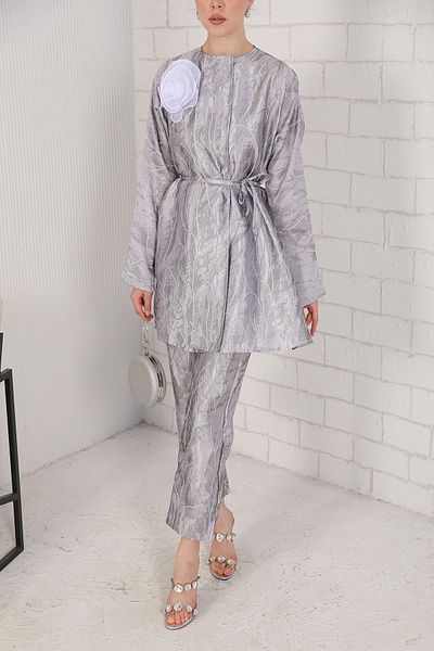 Melike Tatar SILVER Jacquard Suit 32-3034