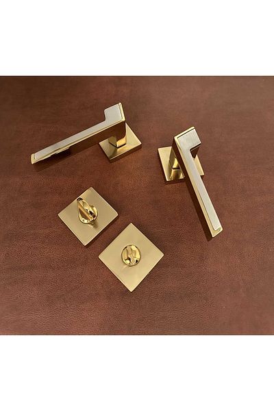 KOLDOOR Albatros Volvo Inox Gold Square Badge Wc Bathroom Door Handle 1 Set