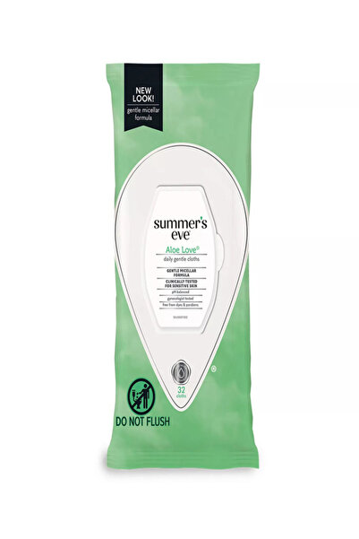 Summer's Eve Summer' Eve Aloe Love (Hassas Ciltler için Temizleme Bezleri) 32...