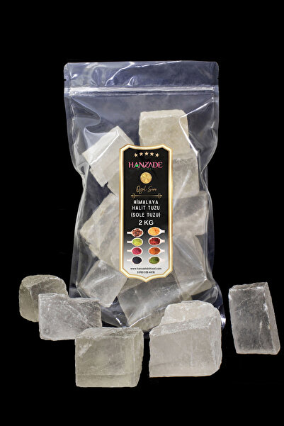 Hanzade Bitkisel Halit Tuz Sole Tuzu 2 KG Şeffaf Berrak Kristal Himalaya Hali...