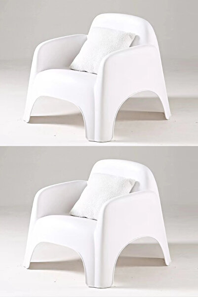 MOBETTO Bahçe Balkon Teras 1/1/S Mindersiz Bahçe Mobilyası Çay Seti - Beyaz