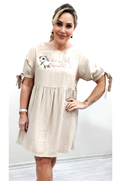 hot fashions Nakış Detaylı Belden Robalı Mini Elbise