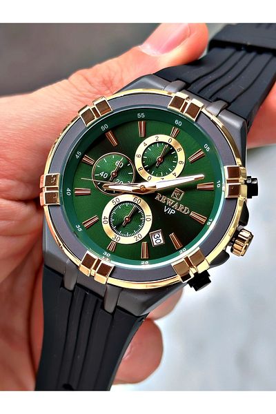 Reward Men's Sports Wristwatch - Black, Silicone Functions, Bracelet Gift