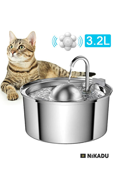 PARSSERAMİK Paslanmaz Çelik Kedi Köpek Için Su Pınarı Su Çeşmesi Su Sebili