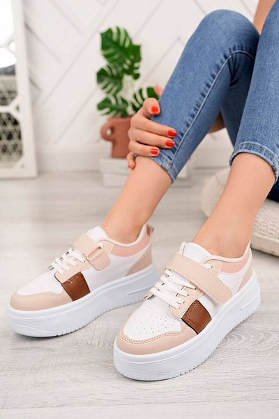 ayakkabıhavuzu Tan White Sneaker Shoes