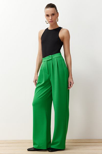 Trendyol Collection Palazzo-Hose mit hoher Taille und Klettverschluss - weiter Schnitt TWOAW24PL00177