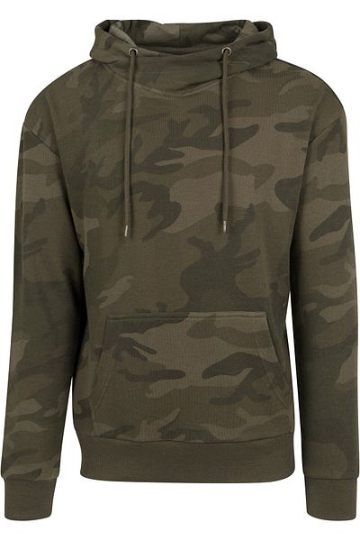 Urban Classics Herren-Kapuzenpullover mit hohem Kragen und Camouflage-Muster