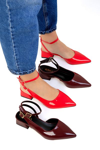 SOHO Red Patent Leather Women's Classic Heeled Shoes 19107