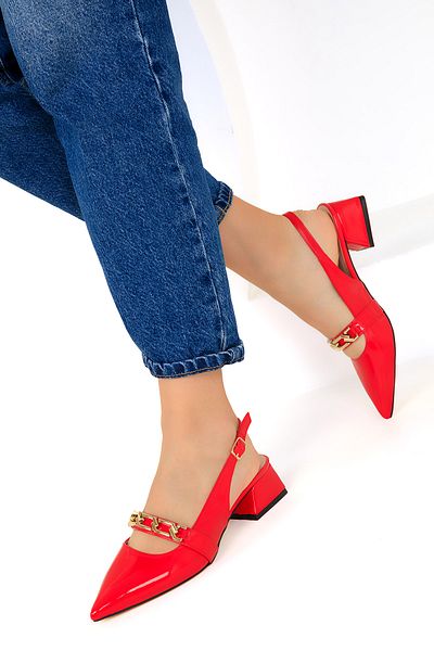 SOHO Red Patent Leather Women's Classic Heeled Shoes 19106