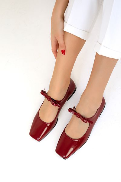 SOHO Claret Red Patent Leather Women's Ballerinas 19040