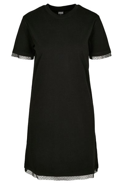 Urban Classics Damen T-Shirt-Kleid mit kastenförmigem Spitzensaum für Damen