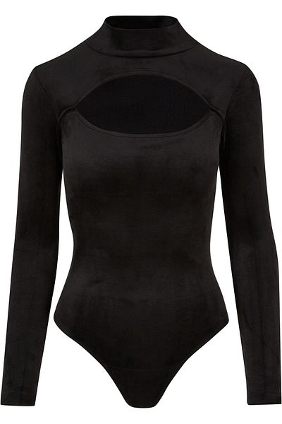 Urban Classics Damen Ladies Velvet Rollkragenbody mit Cut-Out