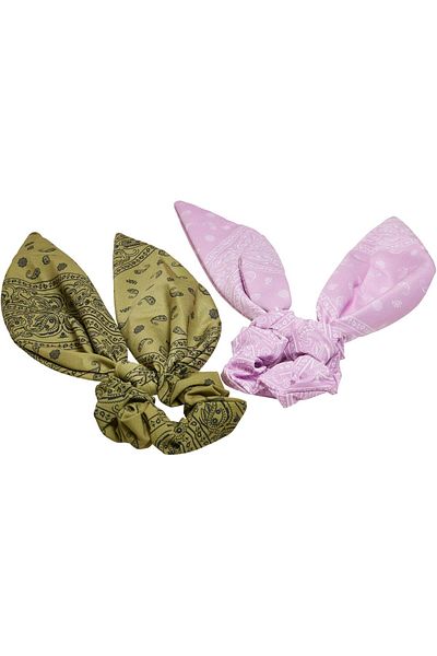 Urban Classics Accessoires Bandana-Print Scrunchies mit XXL-Schleife 2er-Pack