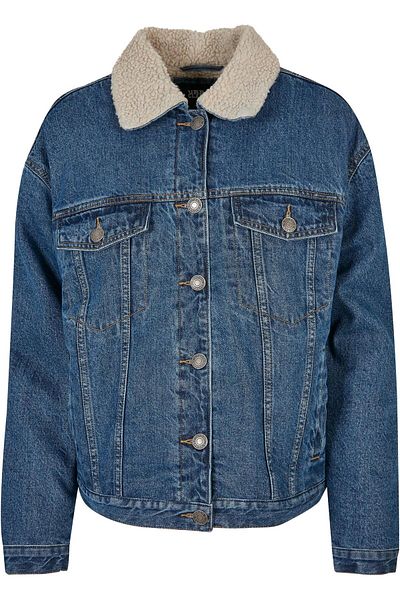 Urban Classics Damen Ladies Oversized Sherpa Denim Jacket