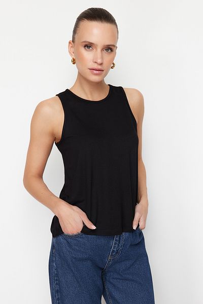 Trendyol Collection Black Regular/Normal Fit Crew Neck Knitted Blouse TWOSS24BZ00502