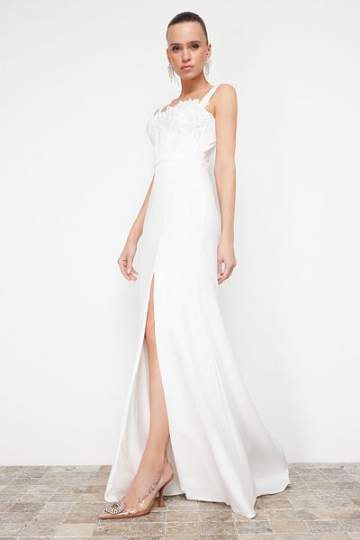Trendyol Collection Κομψό βραδινό φόρεμα με μακριά λευκή πέτρα - TPRSS24AE00183