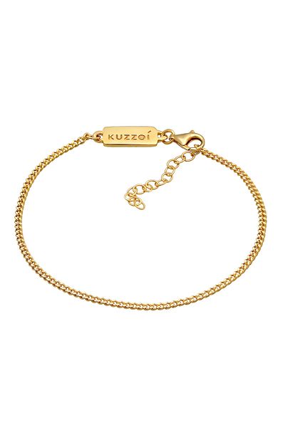 KUZZOI Bracelet Men's Curb Chain Basic Minimal Oxidised Adjustable In 925 Sterling Silver