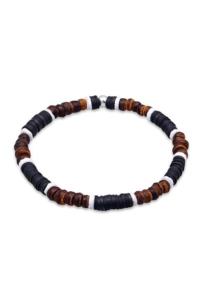 KUZZOI Armband Herren Heishi Beads Vintage Surfer 925 Silber