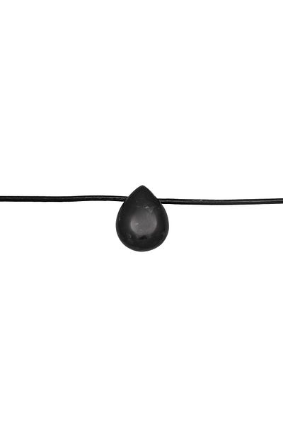 KUZZOI Halskette Choker Satin Onyx Edelstein Tropfen 925 Silber