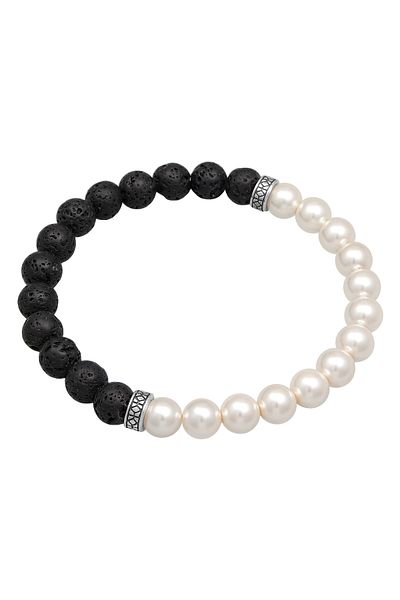 KUZZOI 925 Silber Lava Perlen- und Perlenarmband