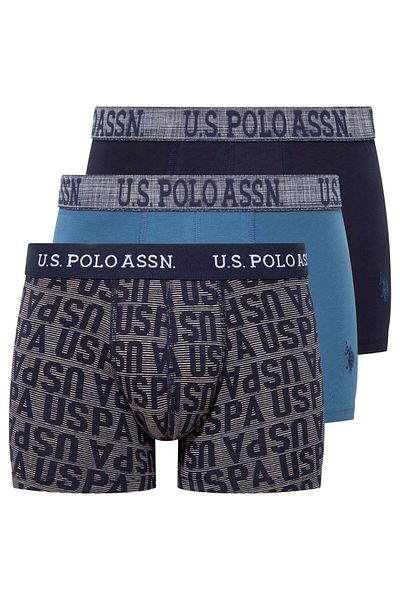 U.S. Polo Assn. Πόλο Ασν. Έγχρωμο/εμπριμέ ελαστική μέση, 95% βαμβάκι Πακέτο 3 ανδρικών μπόξερ E.L.231.8.9I.28.F
