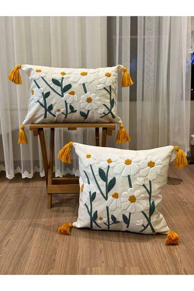 BUGİ HOME COLLECTİON Бродирана перфорация от 2 части - декоративна калъфка за възглавница