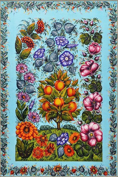 Rugs Modern Halı Модерен декоративен килим в сини нюанси с разноцветни листа ...