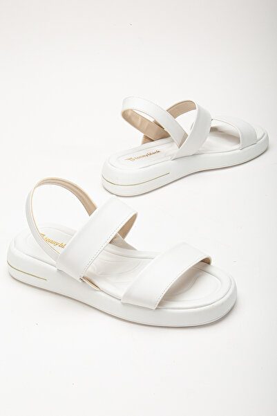 Tonny Black Women's White Skin Comfortable Fit Poly Sole Double Strap Sandals