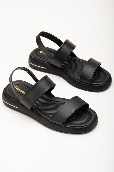 Tonny Black Women's Black Skin Comfortable Fit Poly Sole Double Strap Sandals