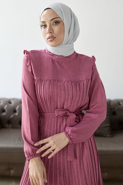 InStyle طقم تفاصيل كشكش مطوي من الأمام - فوشيا