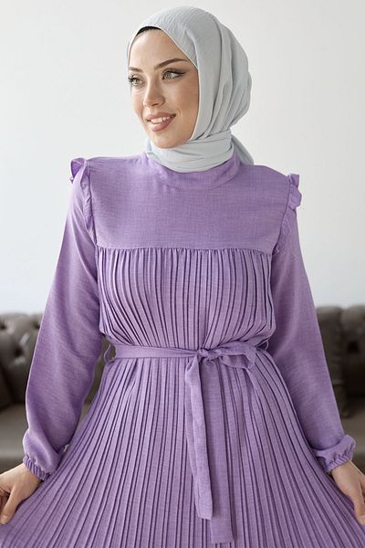 InStyle Pleated Front Ruffle Detail Set - Lilac