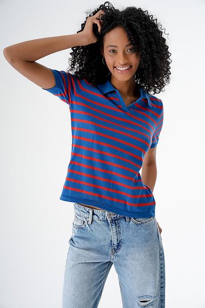 Striped polo neck womens online