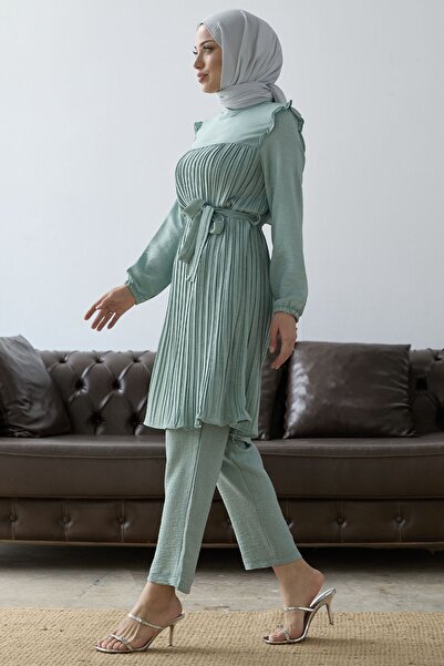 InStyle Σετ λεπτομέρειας πλισέ στο μπροστινό μέρος - Water Green