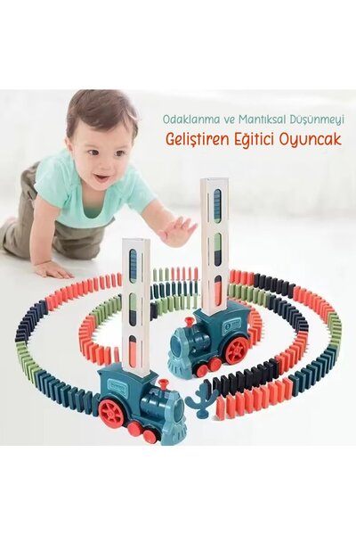 Minio Baby Işıklı Sesli Domino Tren  Otomatik Domino Dizilimi Eğitici Oyuncak...