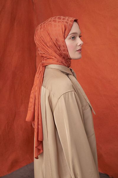 ARMANDA Italian Jacquard Block Pattern Shawl - Tile