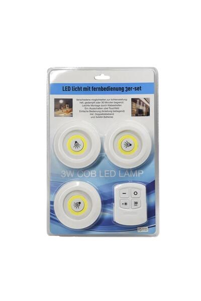 Genel Markalar Uzaktan Kumandalı 3 Lü Spot Led Lamba Kablosuz Pilli Işıldak