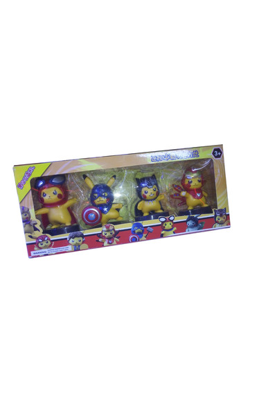 murat video 4 Adet pokemon pikaçu figür kutulu pikachu oyuncak