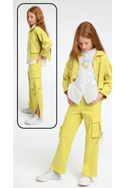 Escabel Pantaloni pentru fetiță cu tăietură, cu buzunare late și pantaloni cu...