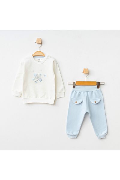 Aziz Bebe Airplane Patterned 2-Piece Baby Set 3 Months - 36 Months Size