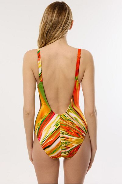AYYILDIZ 4315 Orange Patterned Capless Swimsuit