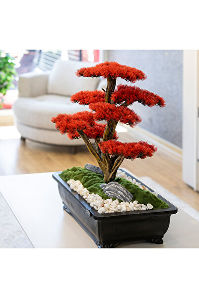 Omnia Concept Atlas Bonsai-3-1 Masaüstü Kullanıma Uygun Doğal Ağaç Gövdeli Yapay Bonsai Ağacı - 50x60 Cm