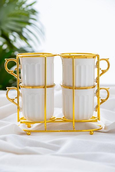 ACAR Porcelain Mug for 4 People with Sapphire Stand - High Quality