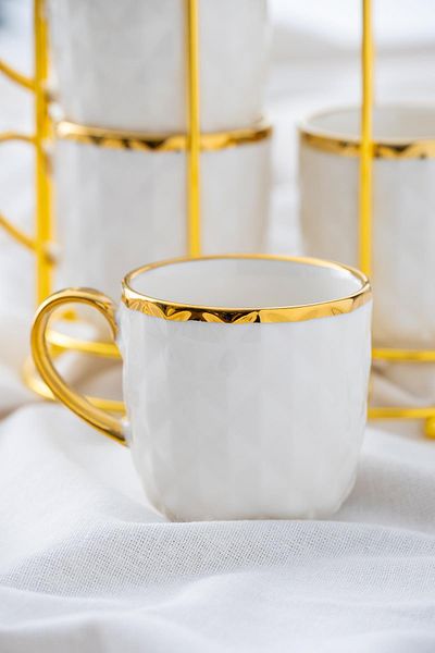ACAR Porcelain Mug for 4 People with Sapphire Stand - High Quality