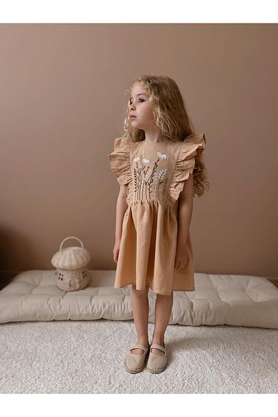 YİGİT BUTİK Rochie de fetita din stofa de in brodata Yigit Boutique